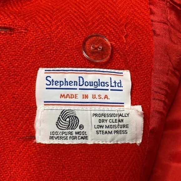 Vintage Stephen Douglas Wool Blazer Red Pure Wool Button Blazer Jacket M/L - Picture 8 of 9